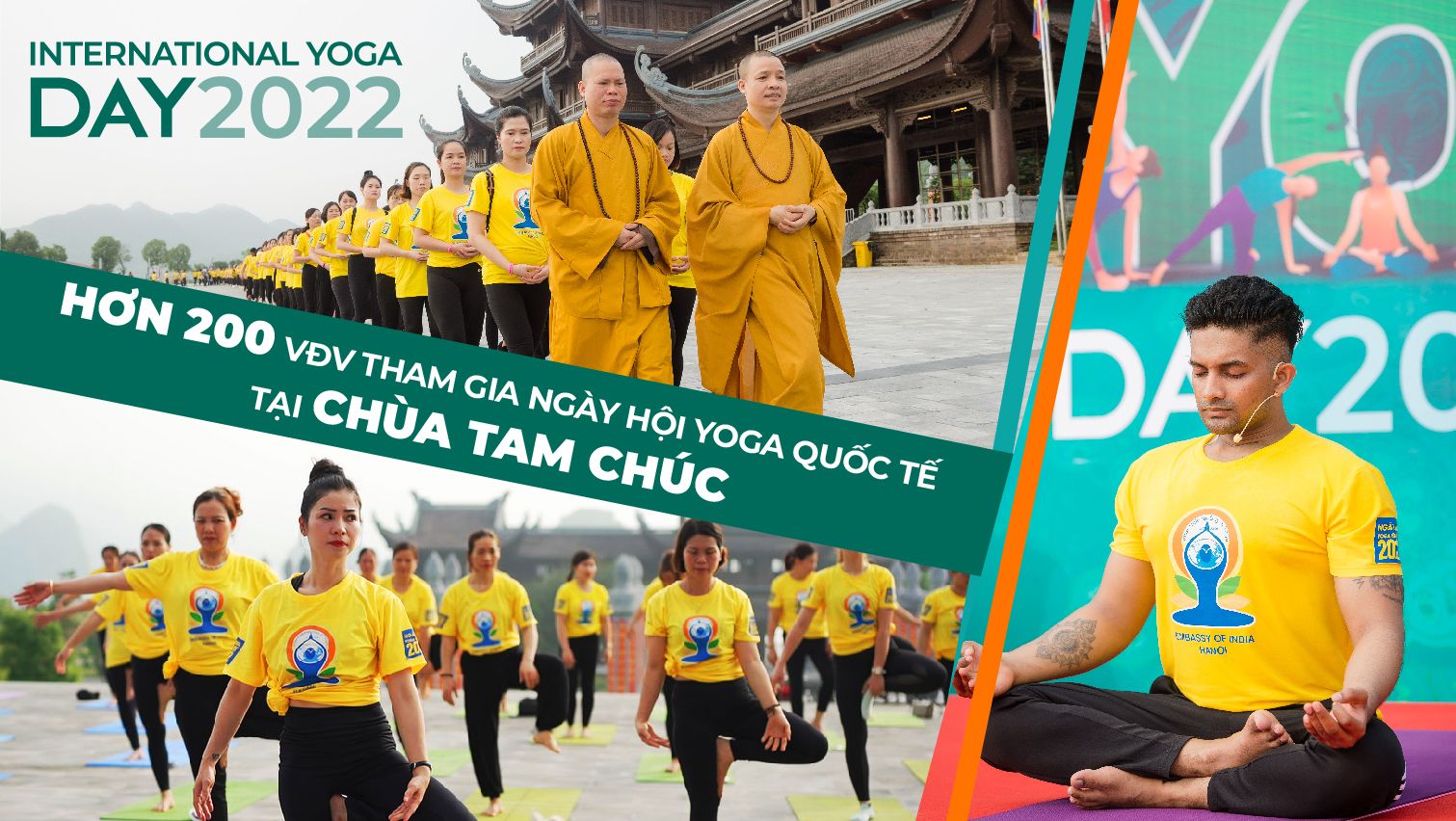Hơn 200 VĐV tham dự ngày hội Yoga Quốc tế 2022 tại ngôi chùa lớn nhất Việt Nam