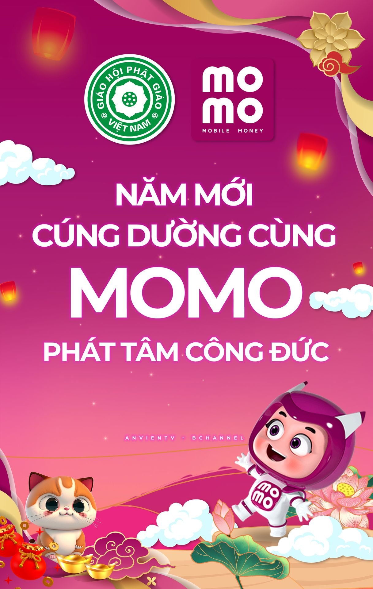 Banner cúng dường Momo